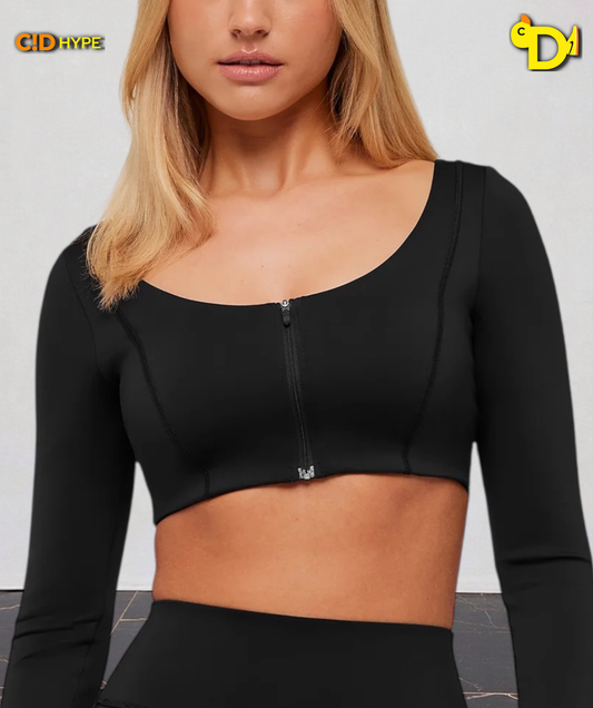 Flow Long Sleeve Crop Top with Cups “GS Black”