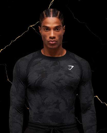 Gel Seamless Long Sleeve T-Shirt "Black/Charcoal Grey"
