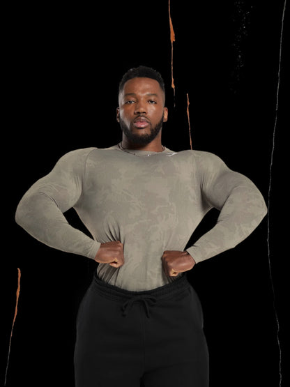 Gel Seamless Long Sleeve T-Shirt "Linen Brown/Camo Brown"