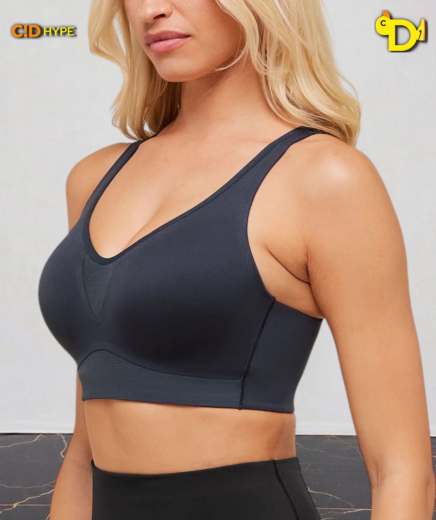 High Support V-Neck Sports Bra “Heavy Blue”