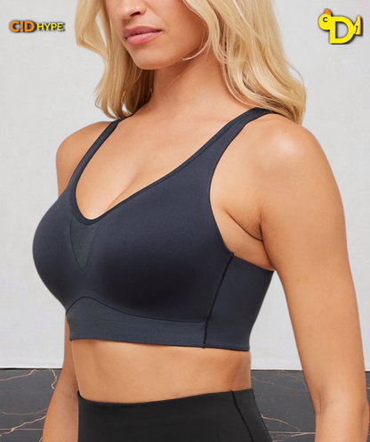 High Support V-Neck Sports Bra “Heavy Blue”