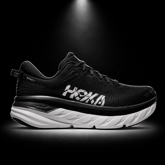 Hoka Bondi 7 White Black, vista lateral — Crazy!Duck Hype
