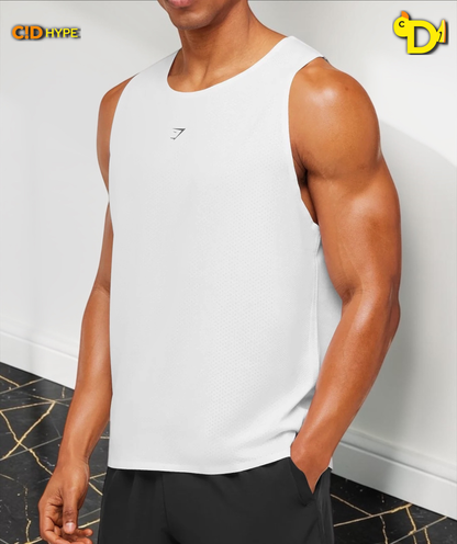 Hybrid Engineered Jacquard Tank "White"