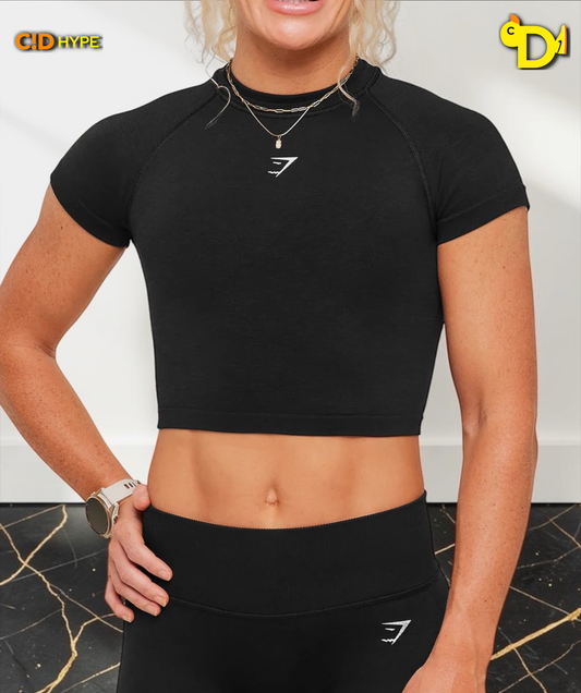 Interval Seamless Short Sleeve Crop Top "Black"