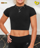 Interval Seamless Short Sleeve Crop Top "Black"