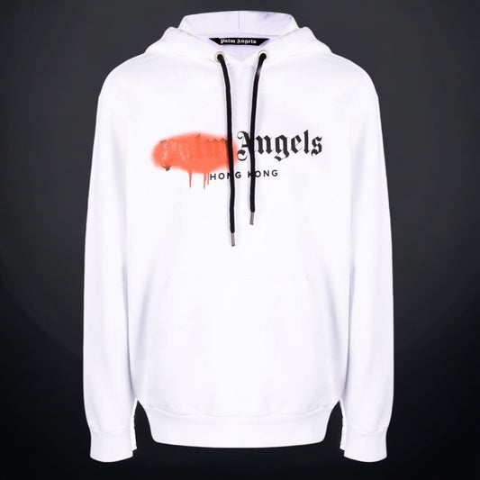 Palm Angels Hong Kong Sprayed Hoodie "White/Orange"