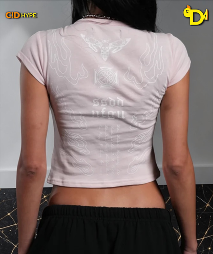 Moth Flames V2 "Baby" Tee in Blush Pink