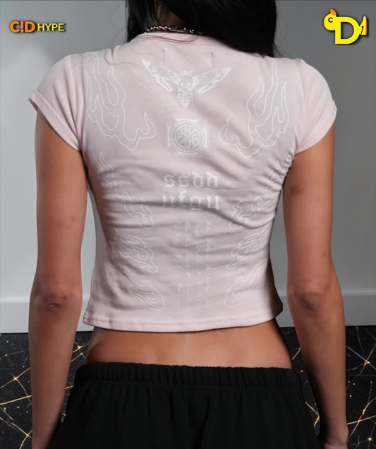 Moth Flames V2 "Baby" Tee in Blush Pink