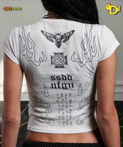 Moth Flames V2 "Baby" Tee in White