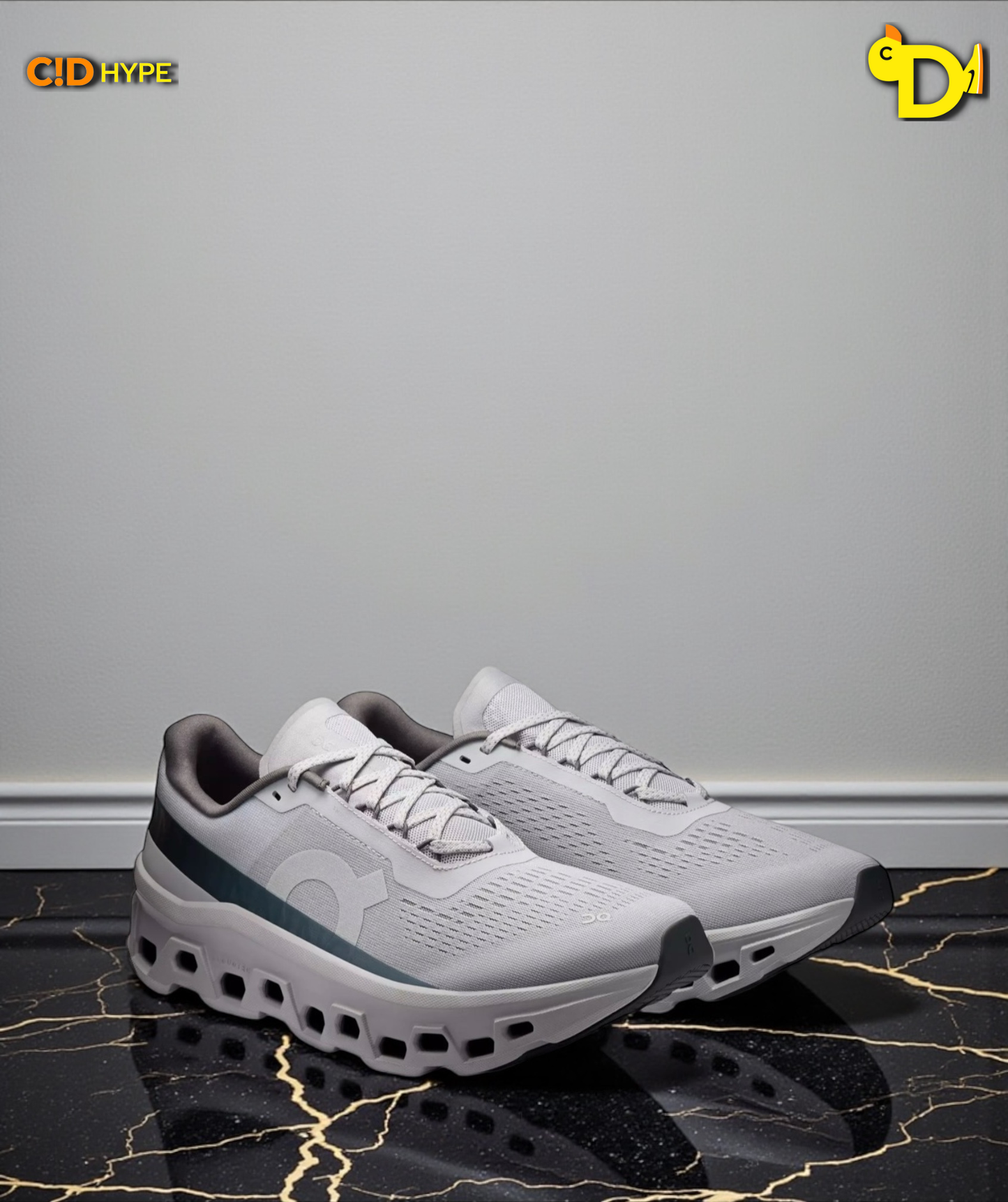 On Cloudmonster 1 "Glacier Grey/Alloy"