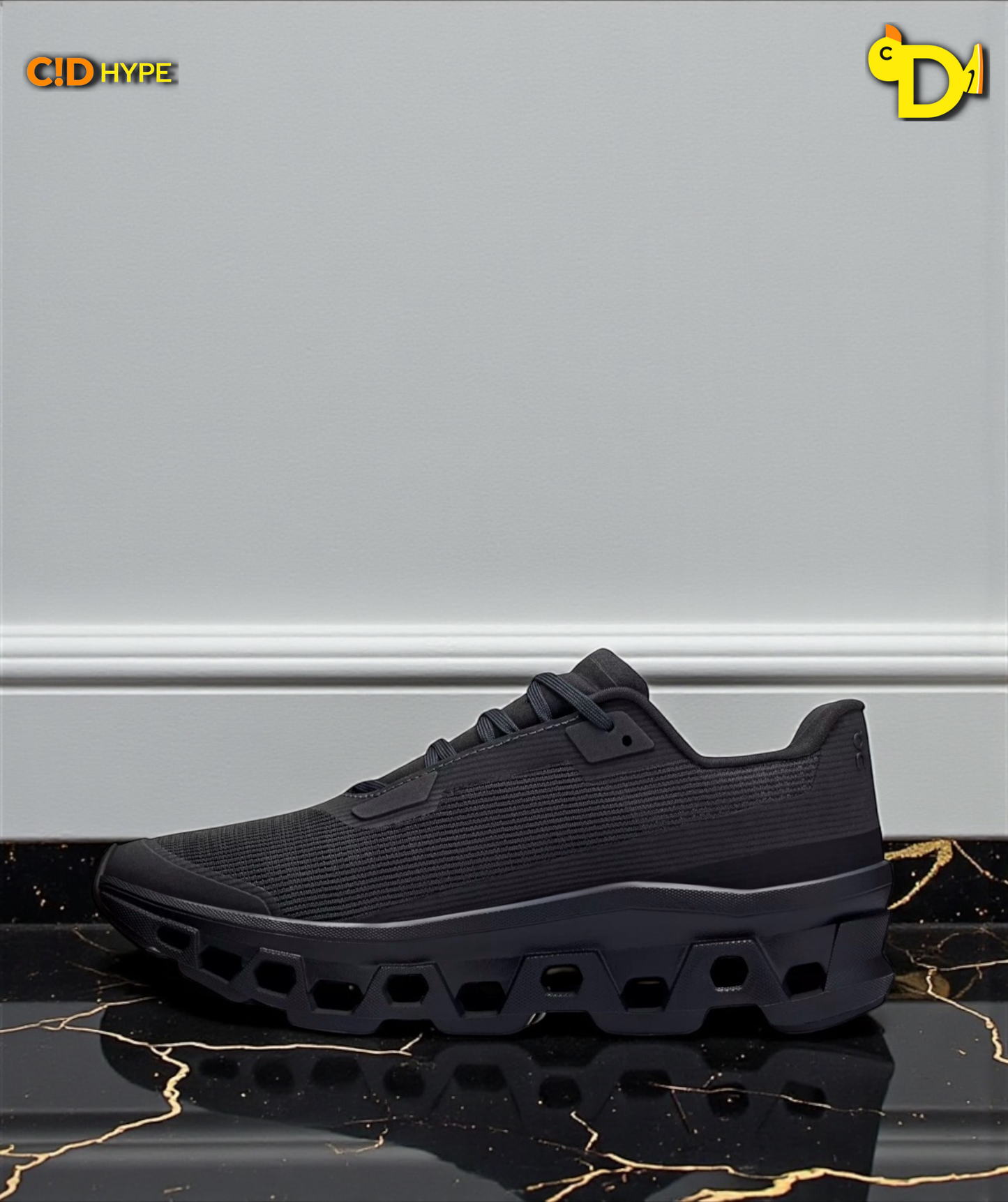 On Cloudmonster Void "Black/Black"