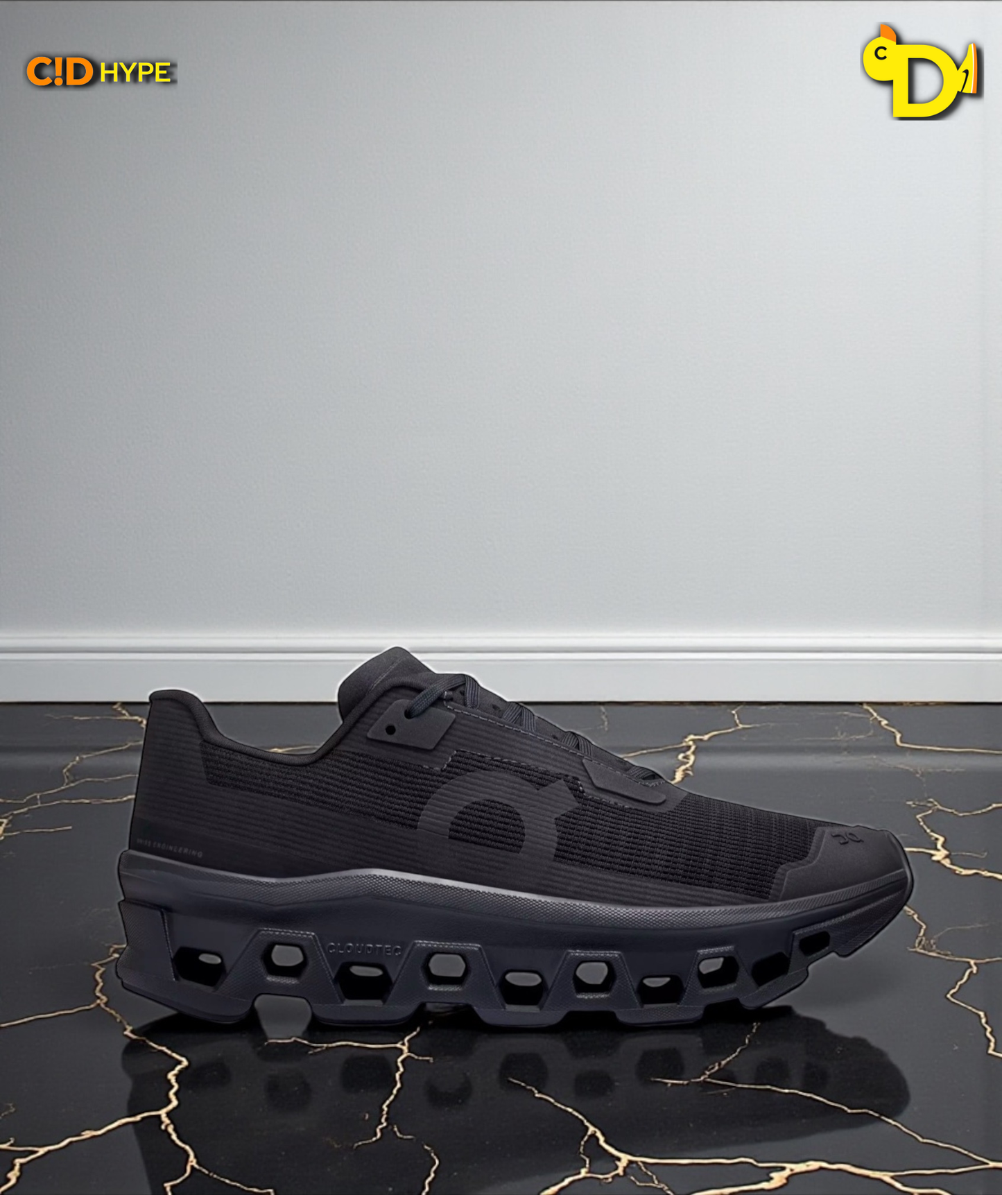 On Cloudmonster Void "Black/Black"