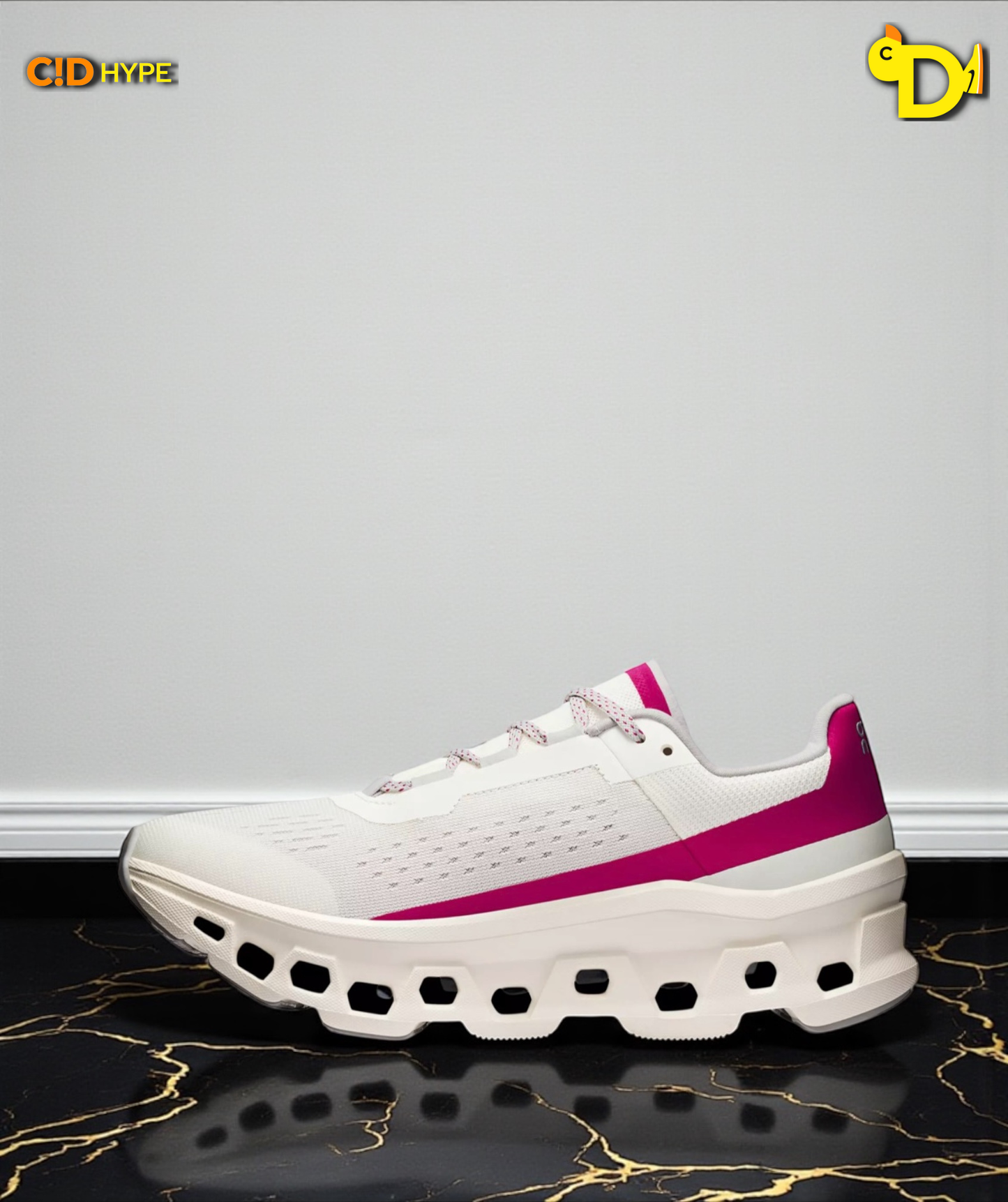 On Cloudmonster "Ivory/Grenadine"