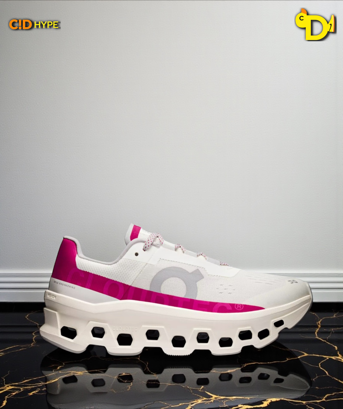 On Cloudmonster "Ivory/Grenadine"