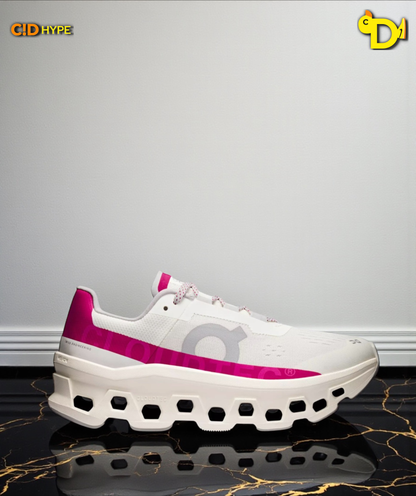 On Cloudmonster "Ivory/Grenadine"