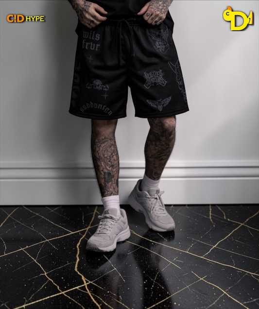 Oni Wolves Mesh Shorts in Black
