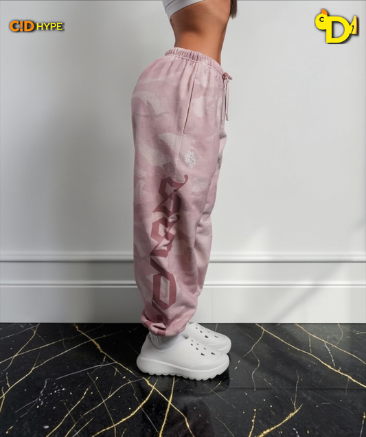 Our Mantra Unisex Lounger Sweat Pants in Blush Vintage Woodland Camo