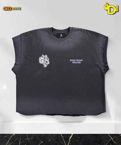 Pegasus Storm Grunge Cut-Off Tee in Wolf Gray Drift Wash