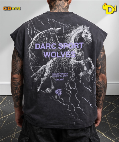 Pegasus Storm Grunge Cut-Off Tee in Wolf Gray Drift Wash