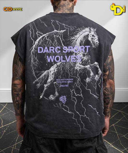 Pegasus Storm Grunge Cut-Off Tee in Wolf Gray Drift Wash