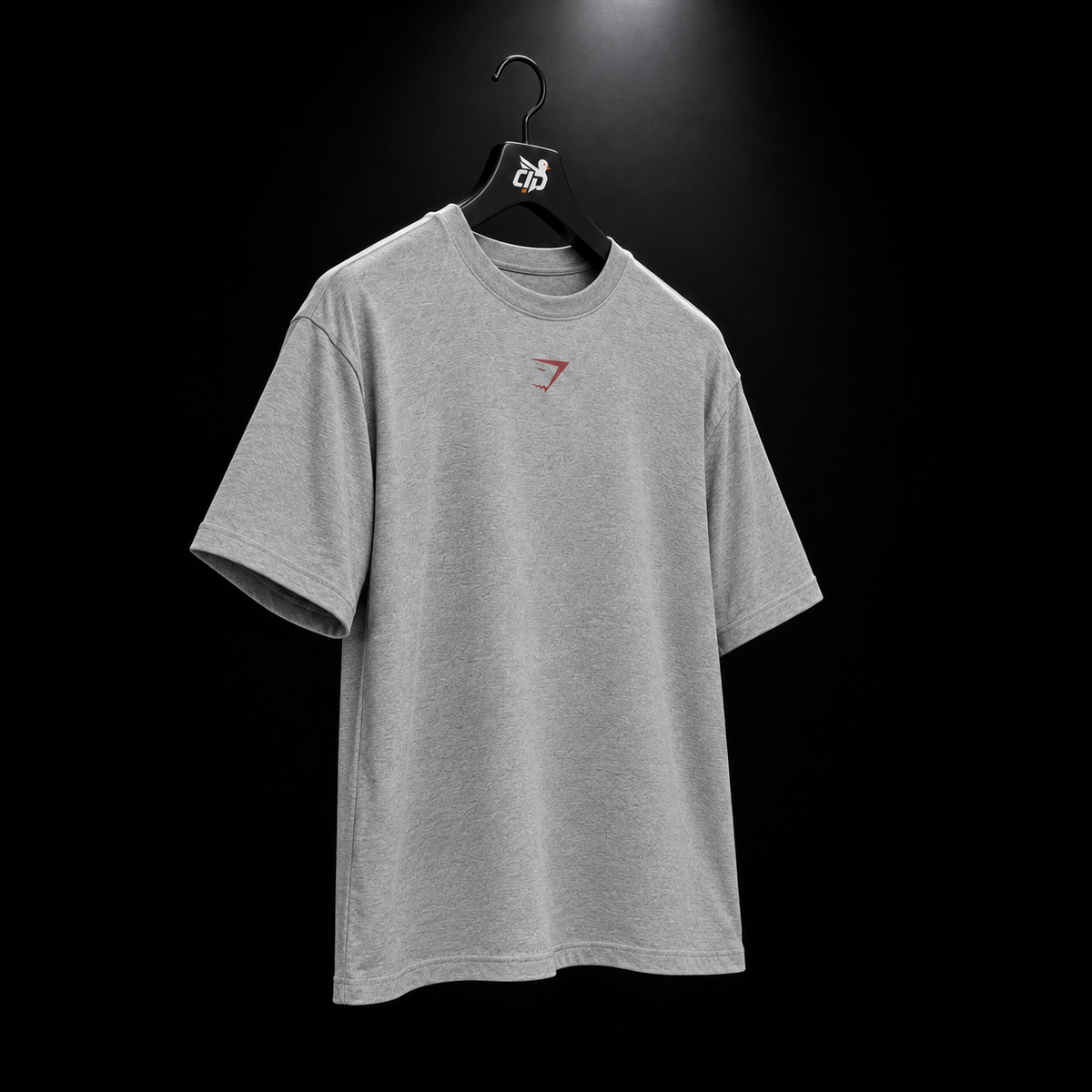 Gymshark Power T-Shirt Charcoal Core Marl/Sets Red, vista completa — Crazy!Duck Hype