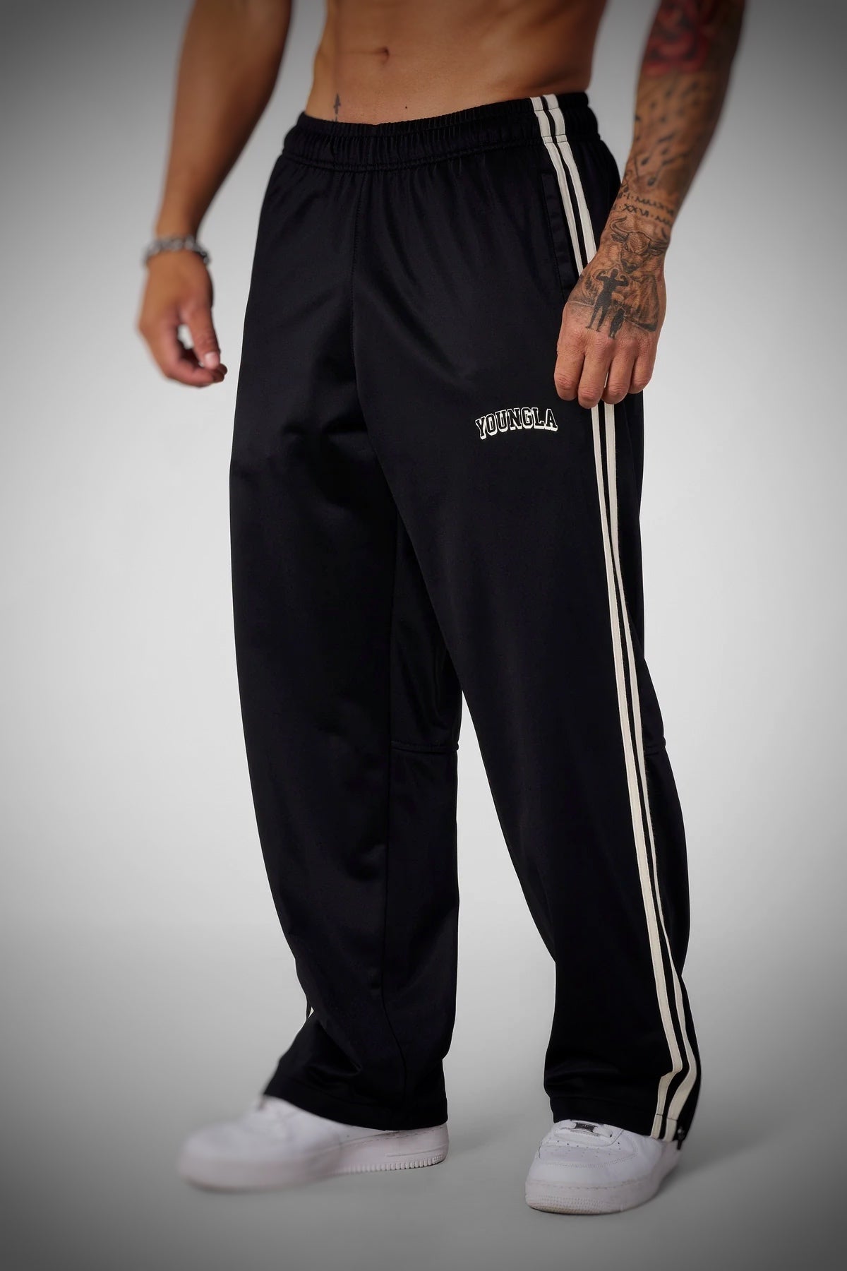 2051- Retro Warm Up Track Pants- Black