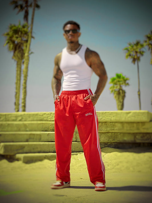 2051- Retro Warm Up Track Pants-Red
