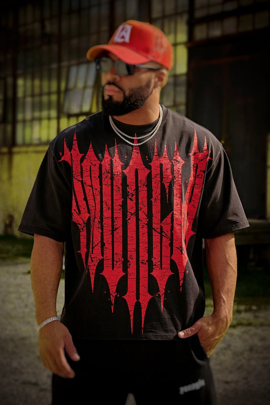 4156 - Revenge Tees Sring '25 - Black Red Wash