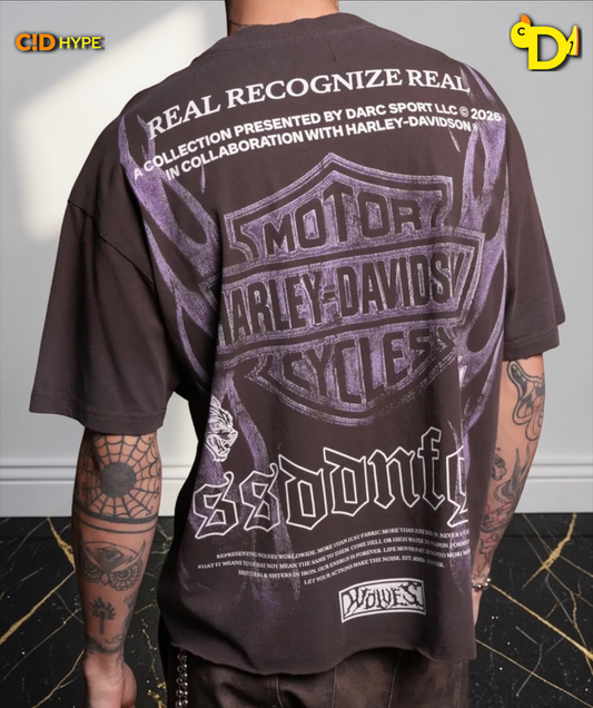 Ride Forever Distressed Grunge Mid-Length Raw Hem Tee in Darc Brown Drift Wash