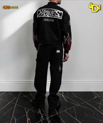 Ride The Fire V2 Gordon Racing Jacket in Black/Oxblood