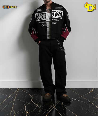 Ride The Fire V2 Gordon Racing Jacket in Black/Oxblood