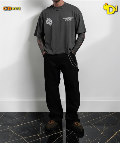 Sangrado Distressed Grunge "Box Cut" Tee in Slate Gray