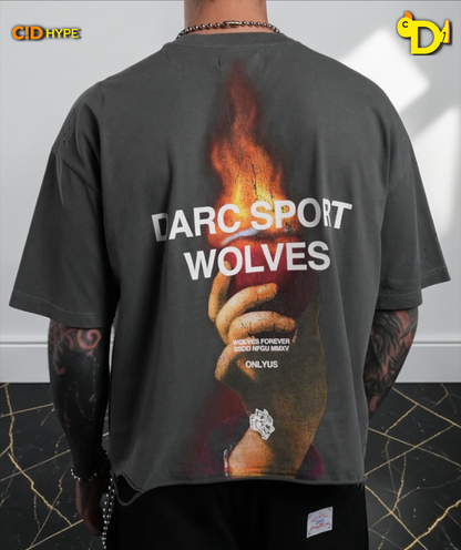 Sangrado Distressed Grunge "Box Cut" Tee in Slate Gray