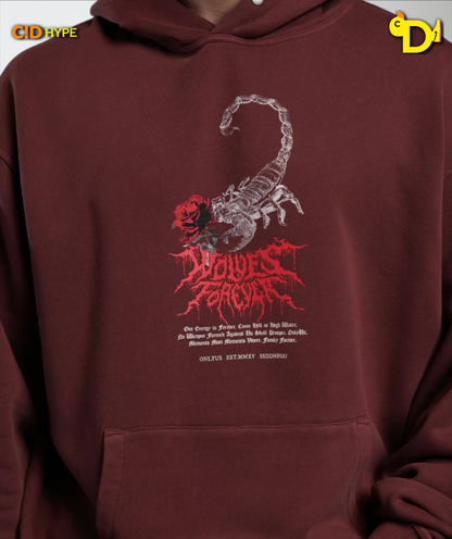 Scorpion Thorns "Pierce" Hoodie in Oxblood