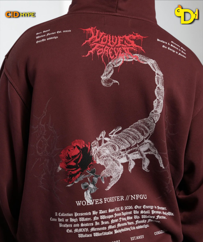 Scorpion Thorns "Pierce" Hoodie in Oxblood
