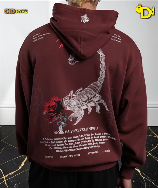 Scorpion Thorns "Pierce" Hoodie in Oxblood