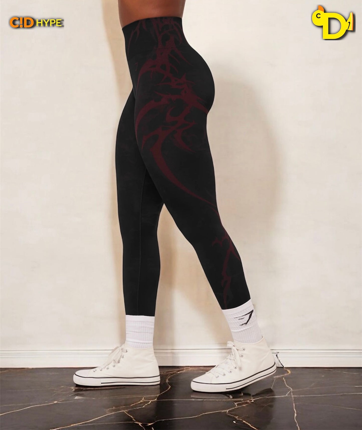 Storm Seamless Leggings “Black/Rich Maroon”
