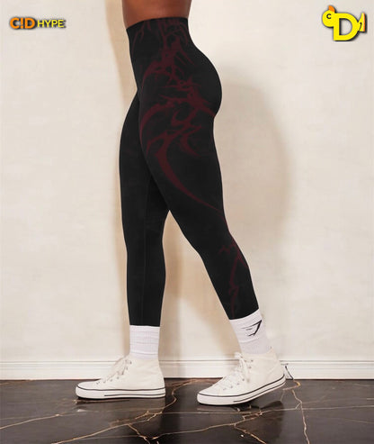 Storm Seamless Leggings “Black/Rich Maroon”