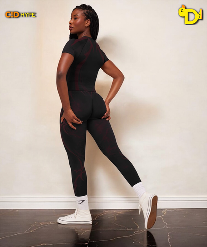 Storm Seamless Leggings “Black/Rich Maroon”