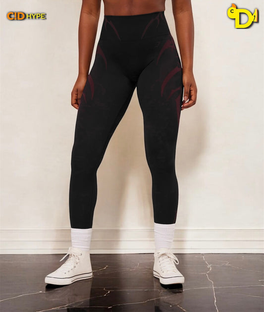 Storm Seamless Leggings “Black/Rich Maroon”