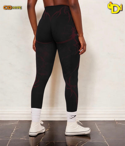 Storm Seamless Leggings “Black/Rich Maroon”