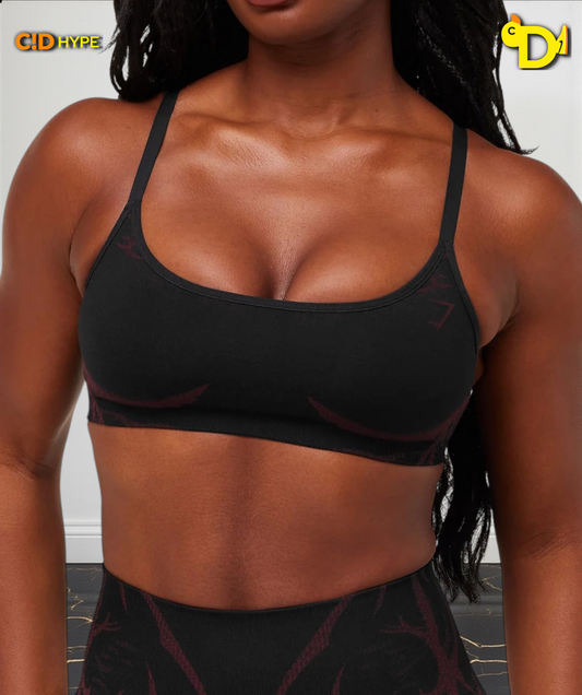 Storm Seamless Sport Bra “Black/Rich Maroon”