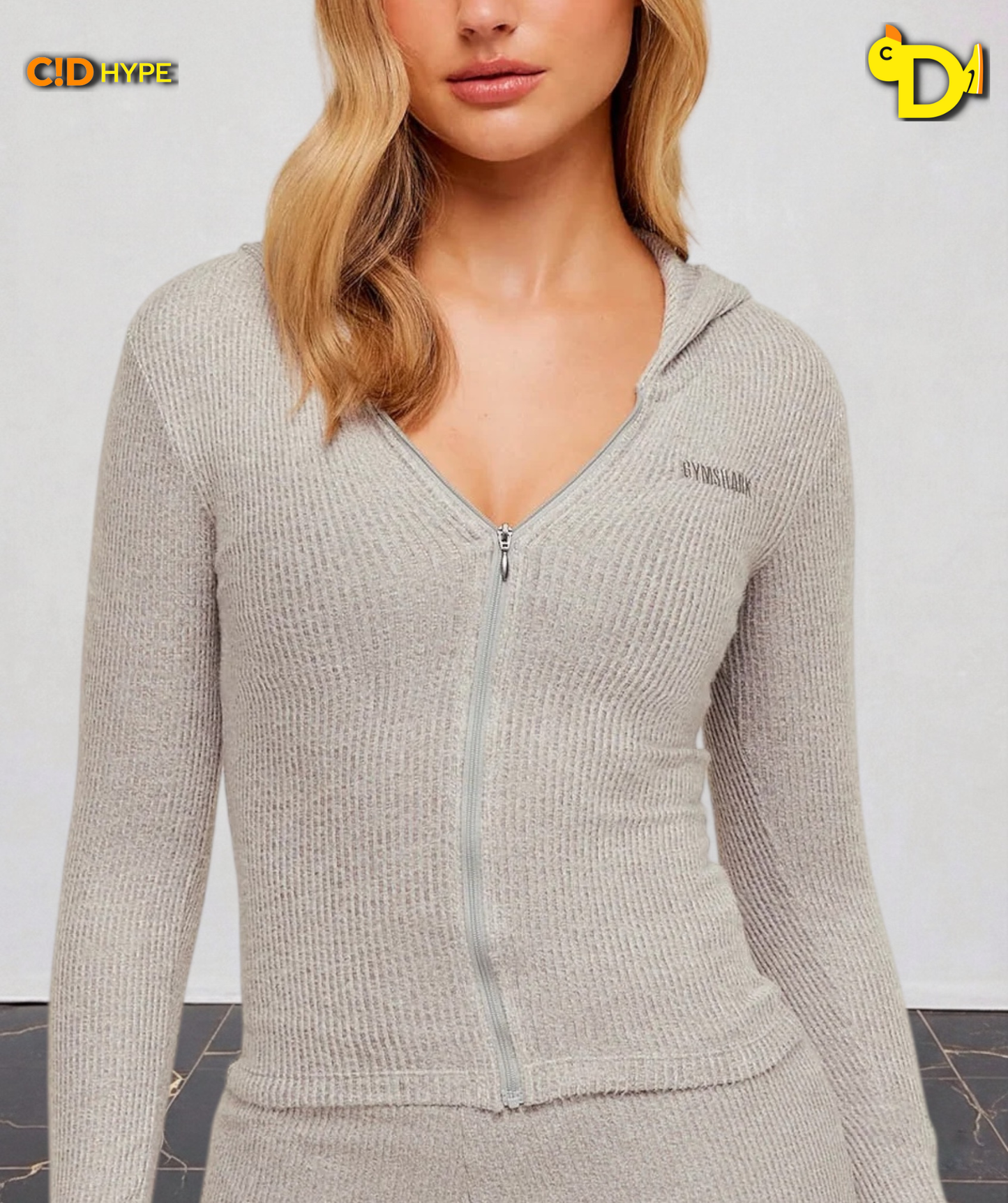 SuperSoft Zip Through Hoodie “Light Grey Core Marl”