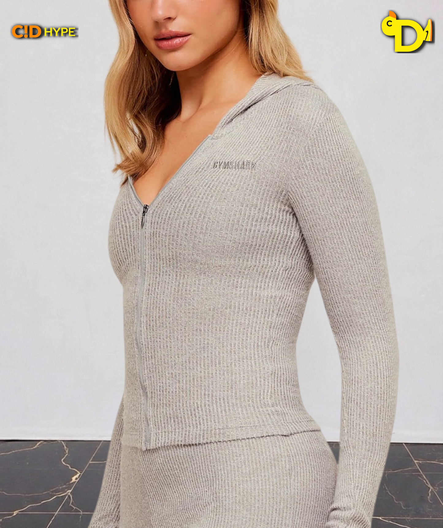 SuperSoft Zip Through Hoodie “Light Grey Core Marl”