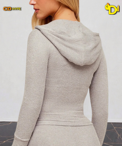 SuperSoft Zip Through Hoodie “Light Grey Core Marl”