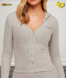 SuperSoft Zip Through Hoodie “Light Grey Core Marl”