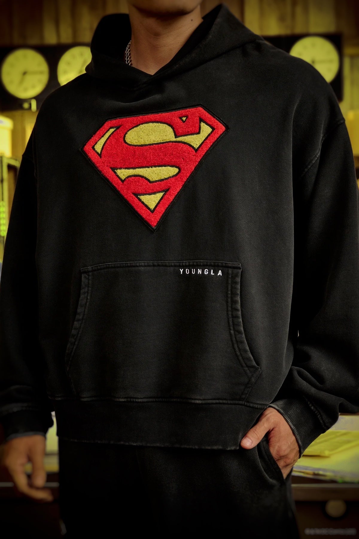Superman Legacy Hoodies-Black Wash- 5079