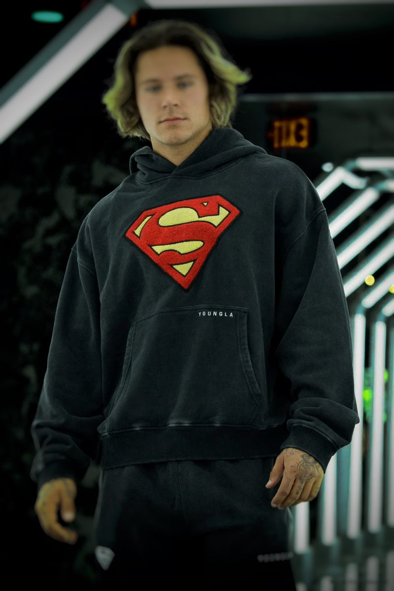 Superman Legacy Hoodies-Black Wash- 5079