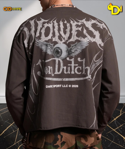 Take-Off Grunge Mid-Length Raw Hem LS Tee in Wolf Gray