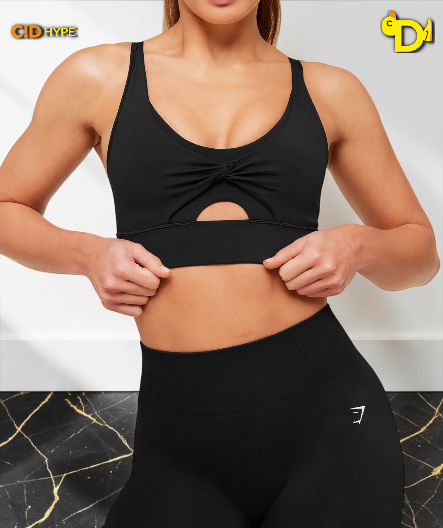 Twist Front Sports Bra "Black"